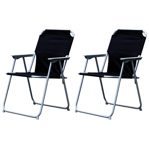 2 St�ck Campingstuhl Stoff Oxfort Metall Schwarz 