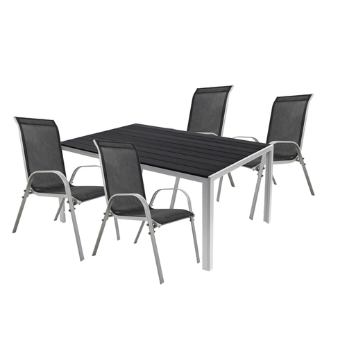 5tlg Alu Gartenm�bel Gartengarnitur 150x90cm Stapelstuhl Textilen