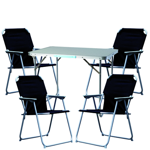5-teiliges Campingm�bel Set Alu L80xB60xH68cm Schwarz