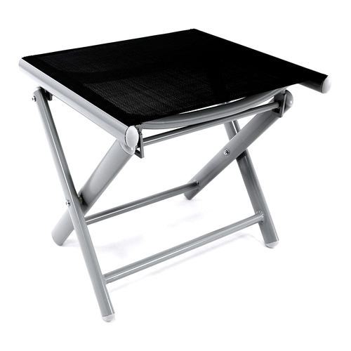 Garten Klapphocker Fu�hocker Silbergrau/Schwarz Aluminium - Textilen 