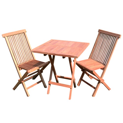Teakholz Balkon-Set 3tlg. mit Tisch 70x70xm + 2 x Gartenstuhl Plantagenzucht