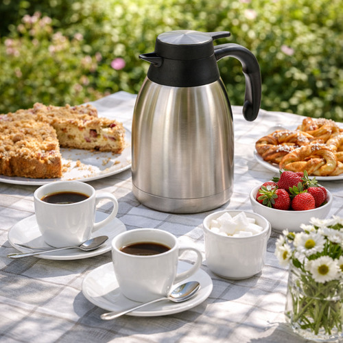 1,5L Edelstahl Kaffeekanne Thermoskanne Teekanne Doppelwandig