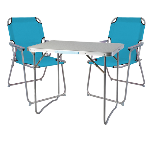 3-teiliges Campingm�bel Set Alu L80xB60xH68cm Petrol
