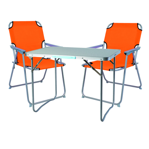 3-teiliges Campingm�bel Set Alu L80xB60xH68cm Orange