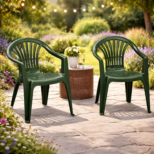 2er Stapelstuhl Bistrostuhl Gartenstuhl MOJAWO ALTEA Gr�n Kunststoff 