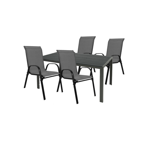 Gartengarnitur Sitzgarnitur 5-teilig 160x90cm Anthrazit/Schwarz