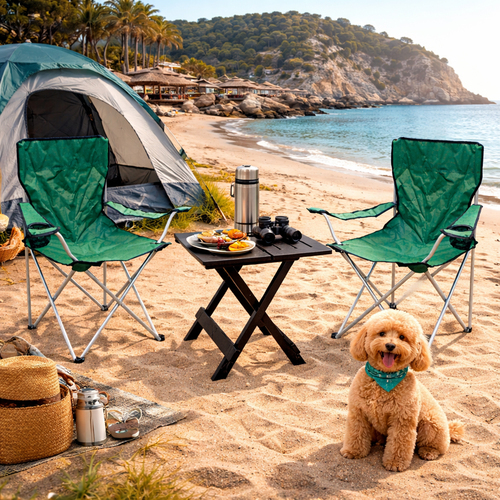 3tlg Camping Set Campingm�bel Klapptisch Anglerstuhl Campingstuhl gr�n