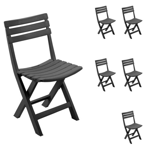 6x Gartenstuhl Klappstuhl Campingstuhl Kunststoff Anthrazit Wetterfest