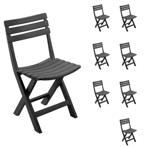 8x Gartenstuhl Klappstuhl Campingstuhl Kunststoff Anthrazit Wetterfest