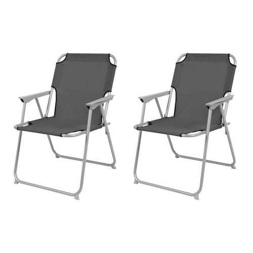 2 St�ck Campingstuhl Stoff Oxfort Metall Anthrazit