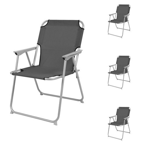 4 St�ck Campingstuhl Stoff Oxfort Metall Anthrazit