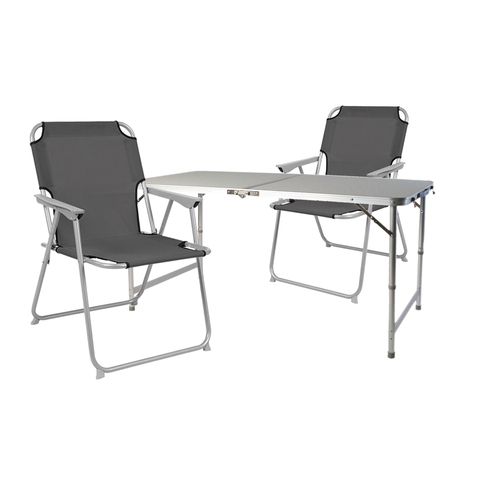 3-teiliges Campingm�bel Set Alu 120x60x58/70cm Anthrazit