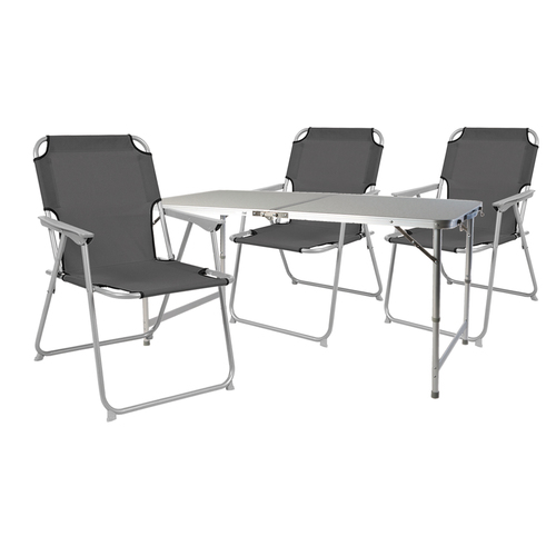 4-teiliges Campingm�bel Set Alu 120x60x58/70cm Anthrazit