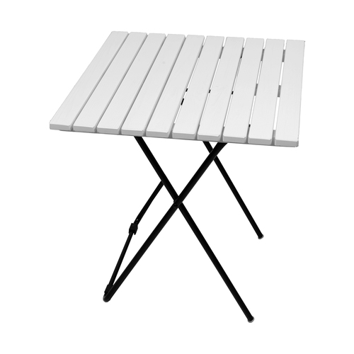 Klappbarer Campingtisch Beistelltisch Klapptisch wei� Holz/Metall 45x45x50 cm