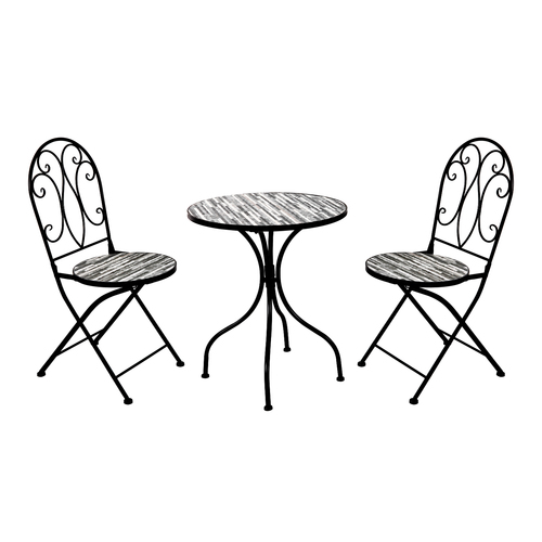 3tlg. Mosaik Sitzgruppe Gartengarnitur Bistroset 60cm Steinoptik