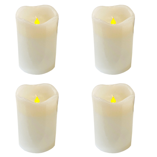 4 St�ck LED Wachs Kerzen Set wei� 9cm x 7,5cm