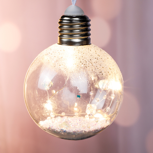 3er LED Deko Gl�hbirne Lichtkugel Dekokugel Kugellampe Batterie 8cm