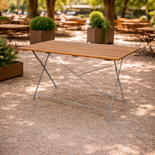 Biergarten Tisch Klapptisch Gartentisch klappbar Akazie Stahl 120x60cm