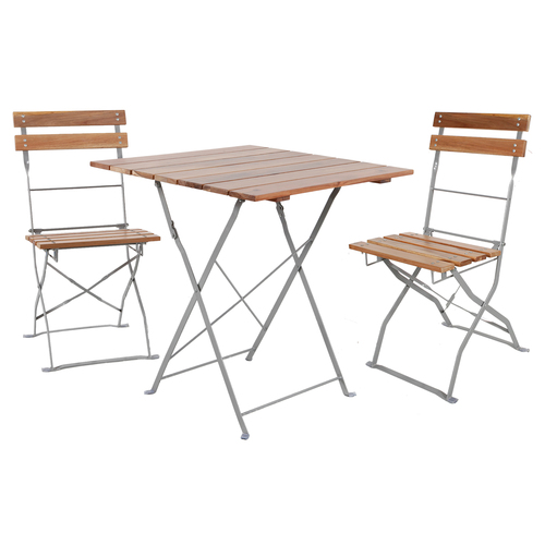 3-tlg Biergartenm�bel Bistroset Balkonset Klapptisch + 2 Klappst�hle 