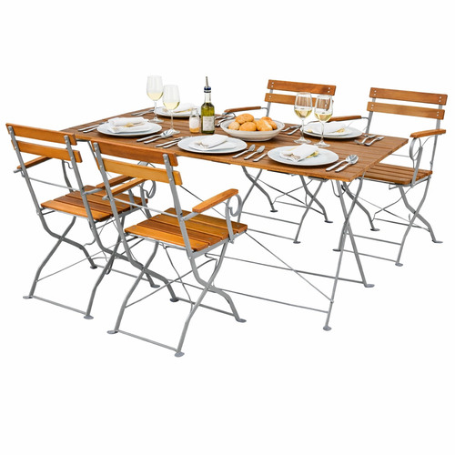 Biergarten Set Klapptisch + 4 Klappst�hle klappbar Armlehne 120x60cm