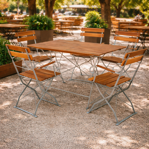 Biergarten Set Klapptisch + 4 Klappst�hle Armlehne Akazie 120x70cm