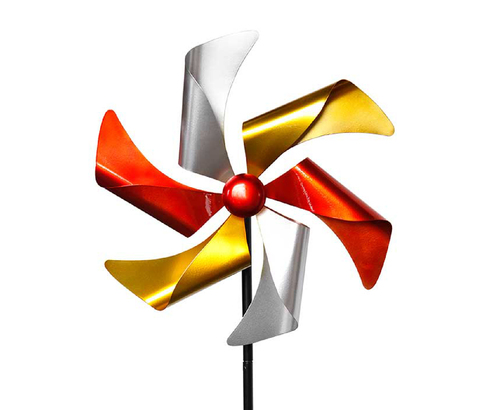 XL Windrad bunt aus Metall Kupfer Gold Silber 