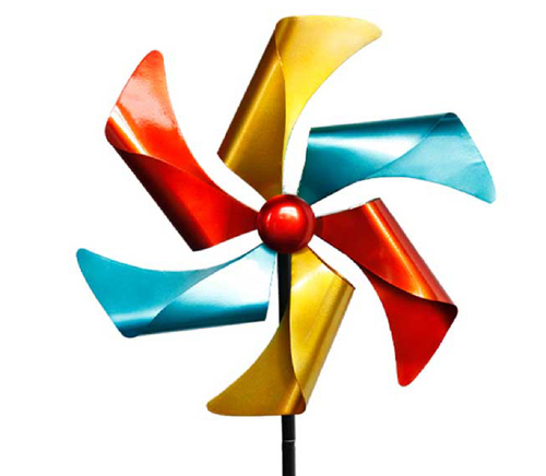 XL Windrad bunt aus Metall Kupfer Gold Silber 