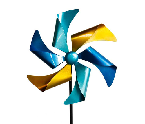 XL Windrad bunt aus Metall Kupfer Gold Silber 