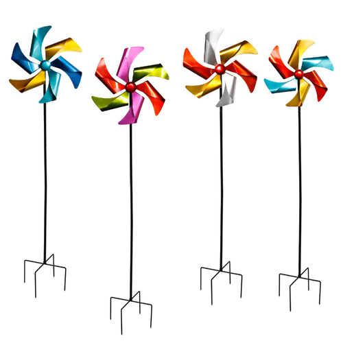 XL Windrad bunt aus Metall Kupfer Gold Silber