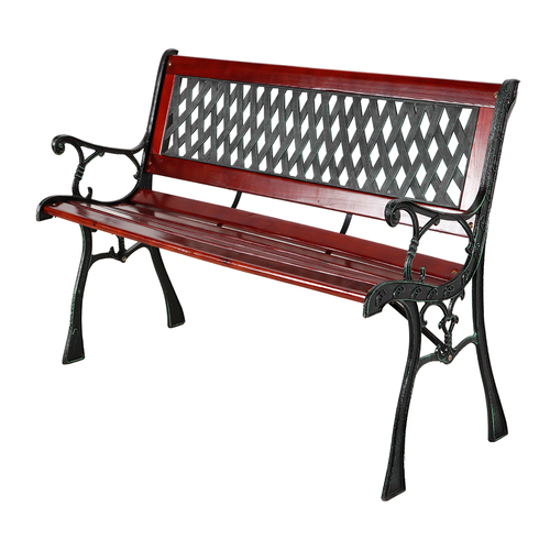 Massivholz Gartenbank Parkbank Metall pulverbeschichtet und Hartkunststoff Braun/Schwarz