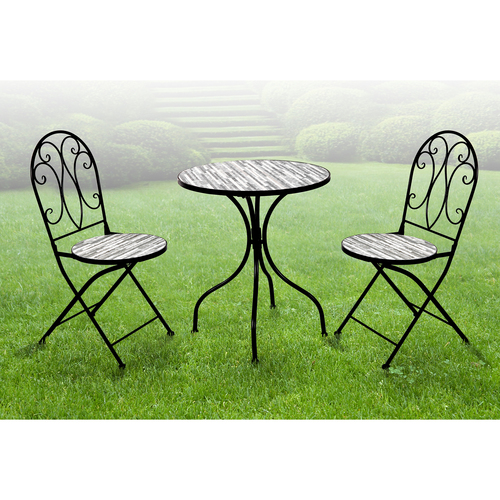 3tlg. Sitzgruppe Bistrogarnitur Mosaik Gartengarnitur Steinoptik Gartenm�bel 60cm 