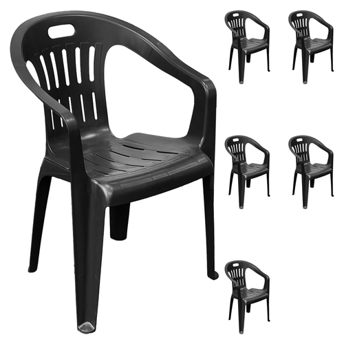 6er Stapelstuhl Bistrostuhl Gartenstuhl MOJAWO Anthrazit Kunststoff 