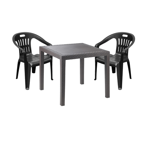 Outdoor-M�bel Sitzgarnitur Bistrogarnitur 3tlg Kunststoff Anthrazit
