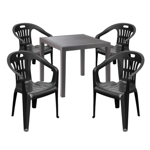 Outdoor-M�bel Sitzgarnitur Bistrogarnitur 5tlg Kunststoff Anthrazit