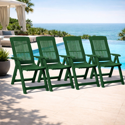 4 St�ck Klappstuhl Kunststoff Gr�n 5-Positionen Gr�n