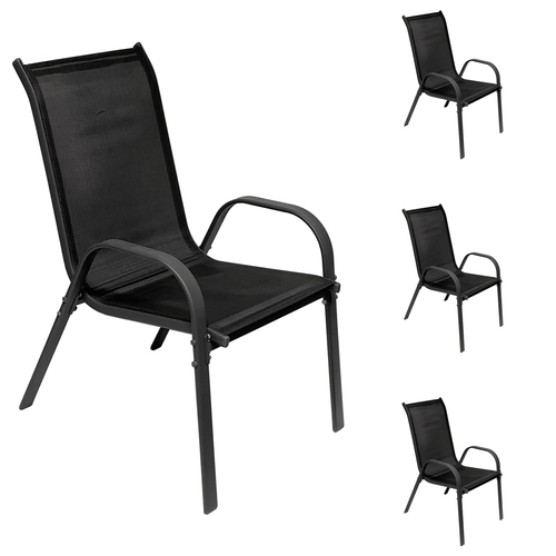 4er Outdoorstuhl Gartenstuhl Stapelstuhl Metall Anthrazit schwarz