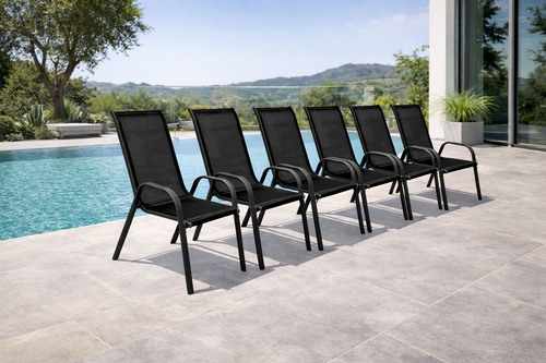 6er Outdoorstuhl Gartenstuhl Stapelstuhl Metall Anthrazit schwarz