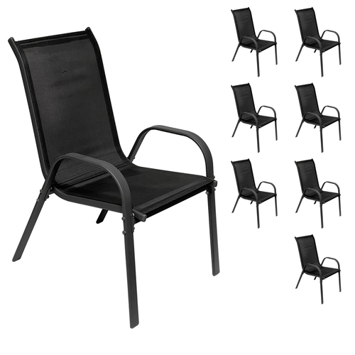 8er Outdoorstuhl Gartenstuhl Stapelstuhl Metall Anthrazit schwarz