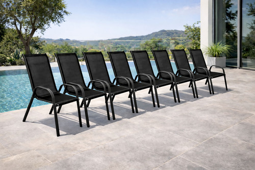 8er Outdoorstuhl Gartenstuhl Stapelstuhl Metall Anthrazit schwarz