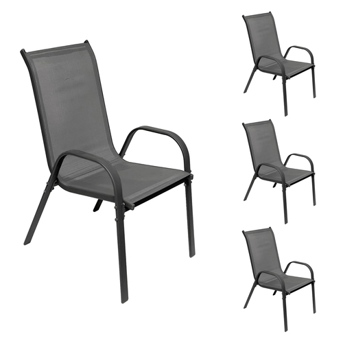 4er Outdoorstuhl Gartenstuhl Stapelstuhl Metall Textilen Anthrazit 