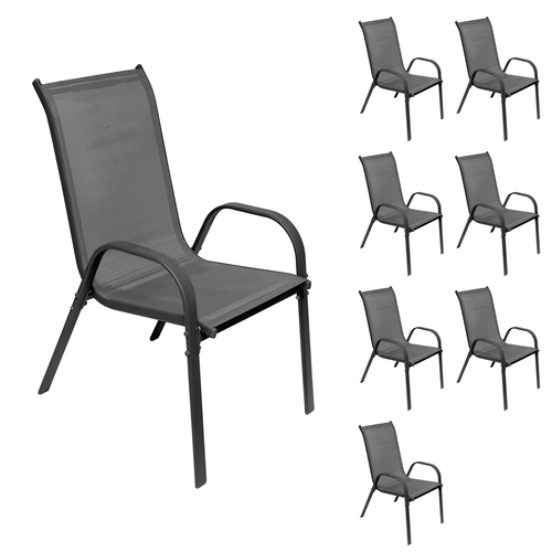 8er Outdoorstuhl Gartenstuhl Stapelstuhl Metall Textilen Anthrazit 