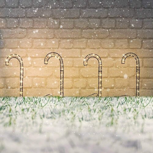 4er Set LED-Gartenleuchtst�be Zuckerstange Black Magic