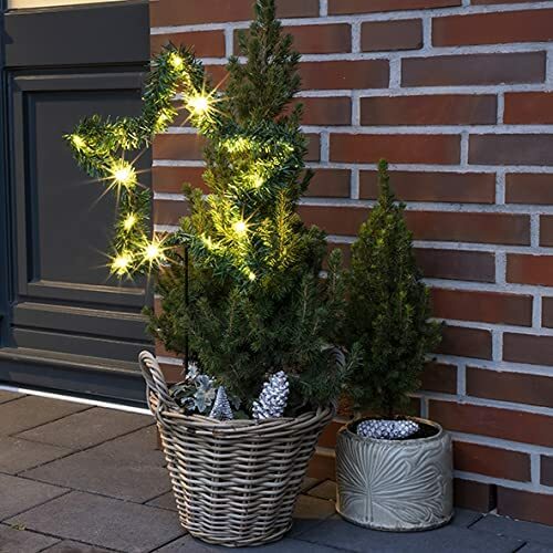 LED Metall Weihnachtsstern Gartenstecker Weihnachtsbeleuchtung warmwei� 15 LED