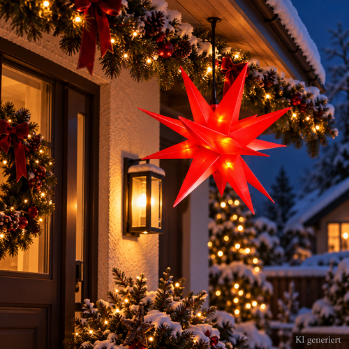 LED Weihnachtsstern Rot  25cm Fensterstern Faltstern Innen und Aussen