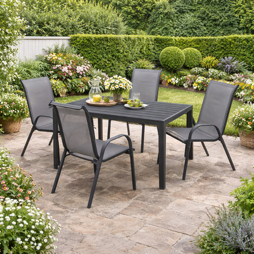 5tlg Outdoor Gartengarnitur Sitzgarnitur 180x90cm Aluminium Non Wood 