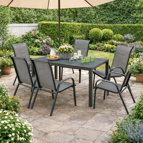 7tlg Outdoor Gartengarnitur Sitzgarnitur 180x90cm Aluminium Non Wood 