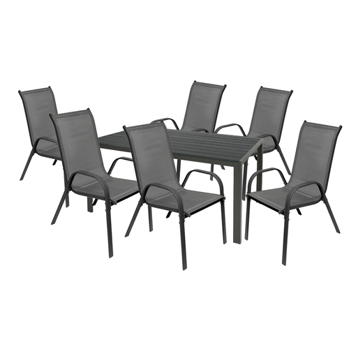 Gartengarnitur Sitzgarnitur 7-teilig L150xB90xH74cm Non-Wood Anthrazit