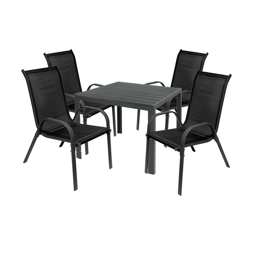 Gartengarnitur Sitzgarnitur 5-teilig 90x90cm Non-Wood Anthrazit