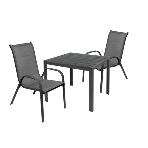 Gartengarnitur Sitzgarnitur 3-teilig 90x90cm Non-Wood Anthrazit / Grau