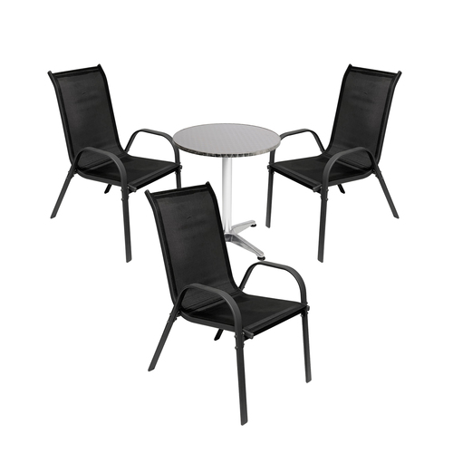 4-tlg. Bistro Garnitur Balkonset Garnitur Tisch + 3 Stapelst�hle 60xH70cm